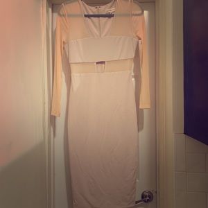 Dance& Marvel Bodycon nude pink mesh cut out dress